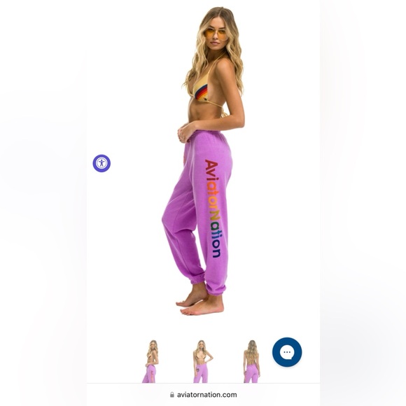 NWT Aviator Nation Manhattan Beach Sweatpants Neon Purple Size Small - Picture 2 of 3